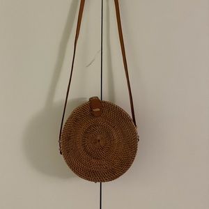 Round Ratan Crossbody Bag